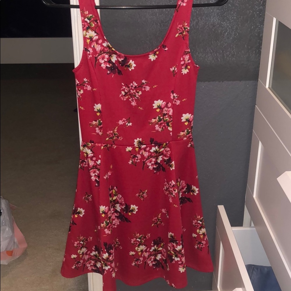Red floral dress